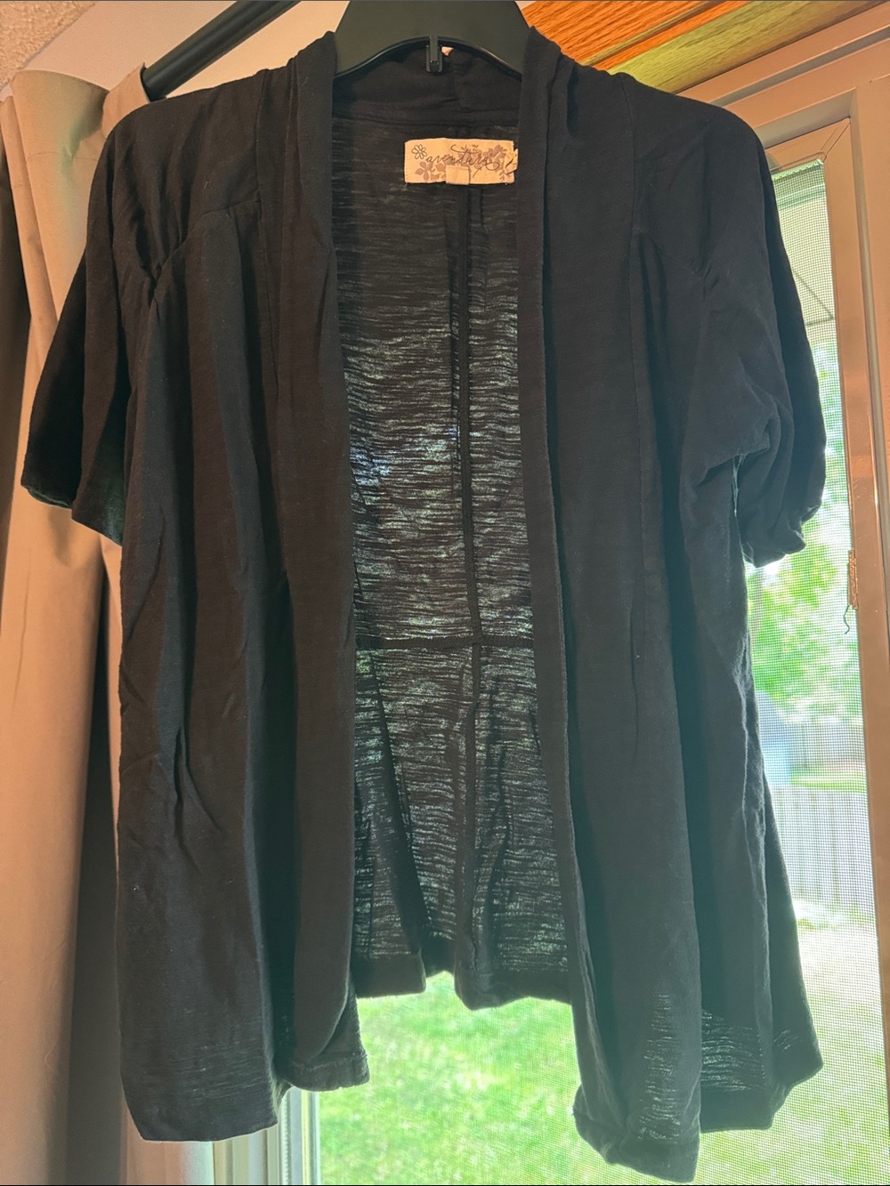 Aventura Black Open-Front Short Sleeve Cardigan